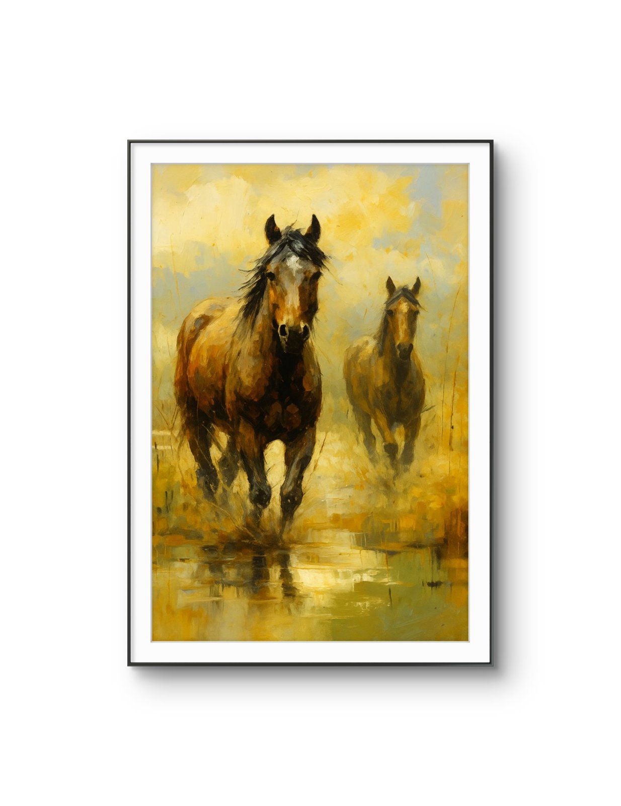 Henri des Bois - Wild Horses in the Mist — Mixed Media fine art print by Henri des Bois
